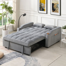 Load image into Gallery viewer, Modern Loveseat Futon Sofa With Pullout Bed, Adjustable Reclining Backrest, Toss Pillows
