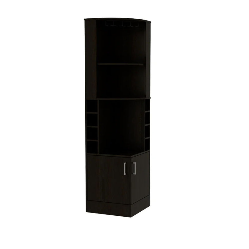 71" Wood Corner Bar Cabinet With Two Doors - Black