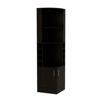 Load image into Gallery viewer, 71" Wood Corner Bar Cabinet With Two Doors - Black
