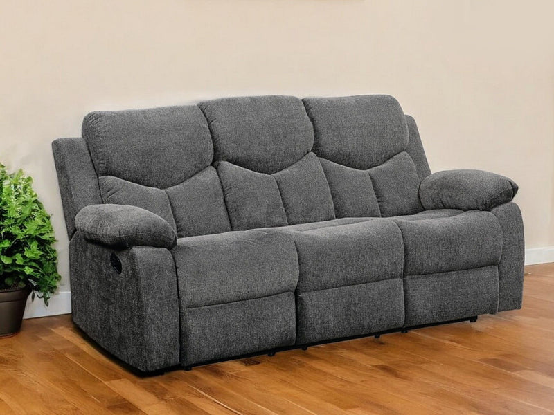 Chenille Reclining Sofa With Black Legs - Gray
