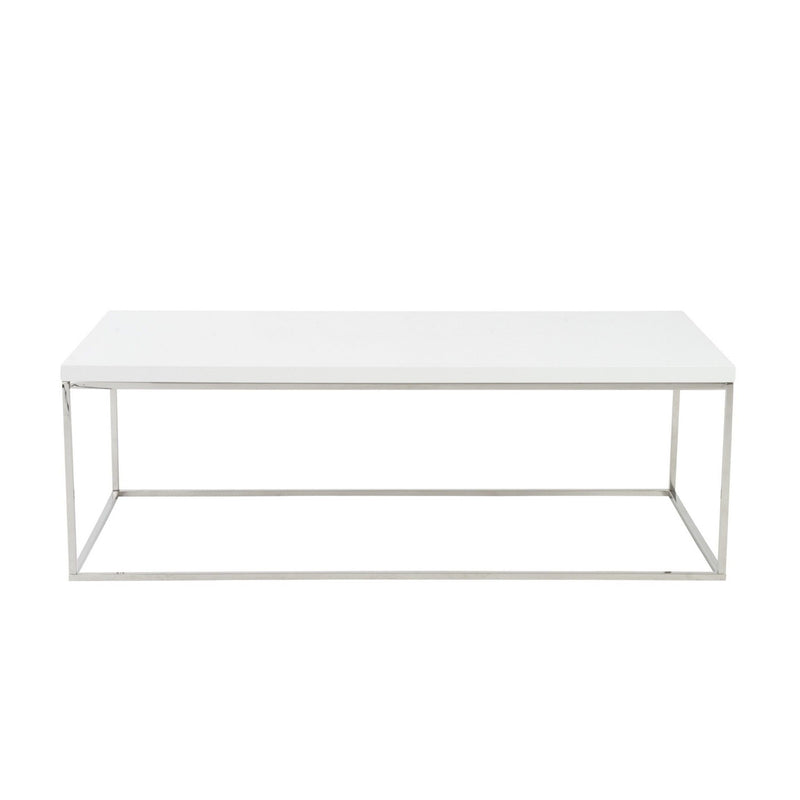 47" Metal Coffee Table - White And Silver