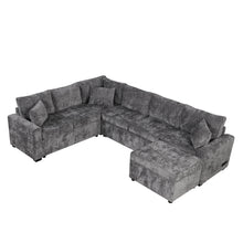 Load image into Gallery viewer, Sectional Sofa Pull-Out Sofa Bed Sleeper With A Storage Ottoman, Three Pillows And Charging Devices For Living Room
