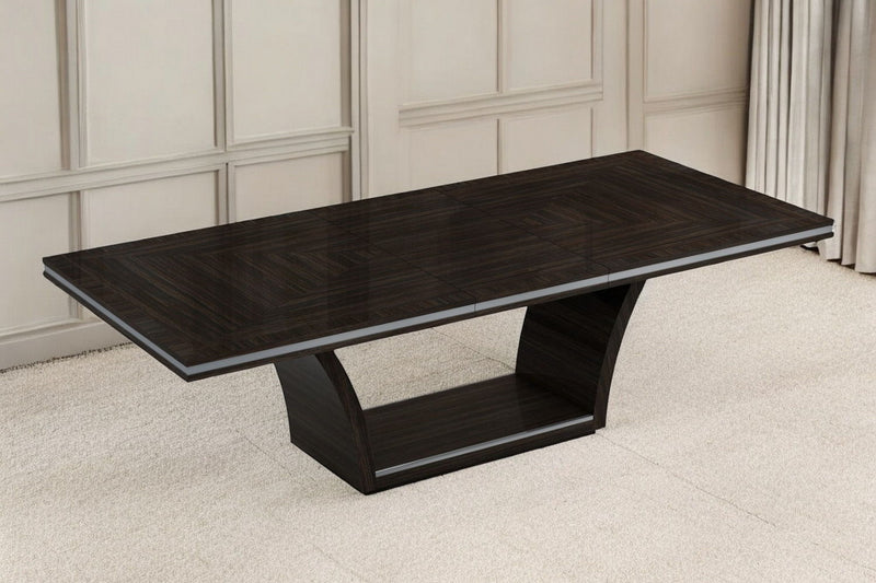 98" Solid Wood Self-Storing Leaf Pedestal Base Dining Table - Dark Brown