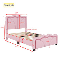 Load image into Gallery viewer, Upholstered Platform Bed &amp; Curve Shaped And Height Adjustable Headboard, LED Light Strips
