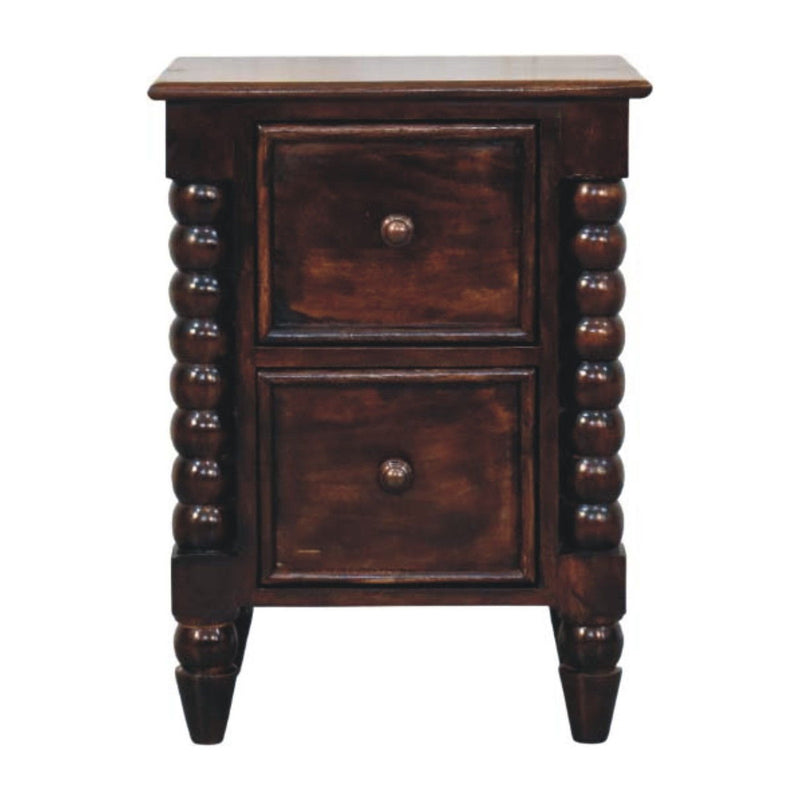 Solid Wood Spindle Two Drawer Nightstand (731543) - Brown