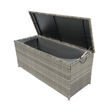 Load image into Gallery viewer, Outdoor Storage Box, 113 Gallon Wicker Patio Deck Boxes with Lid, Outdoor Cushion Storage for Kids Toys, Pillows, Towel Grey Wicker
