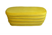 Load image into Gallery viewer, Velvet Tufted Oval Ottoman - Yellow
