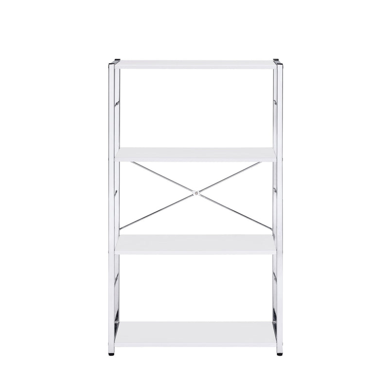 Four Tier Etagere Bookcase - White / Silver