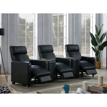 Load image into Gallery viewer, Warren - 3 Seater Home Theater With 2 Wedge Consoles Recliners - Black
