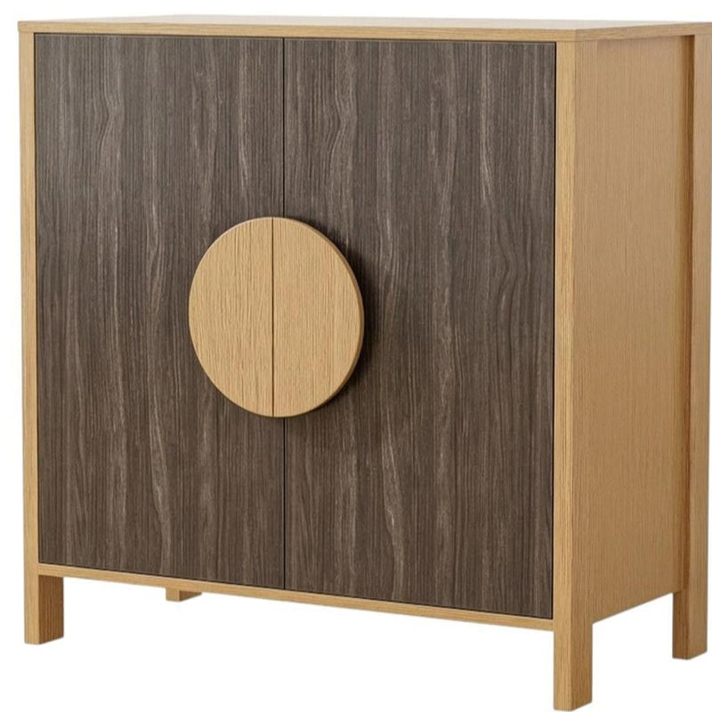 31" Solid Wood Console Accent Cabinet With Two Doors - Sepia