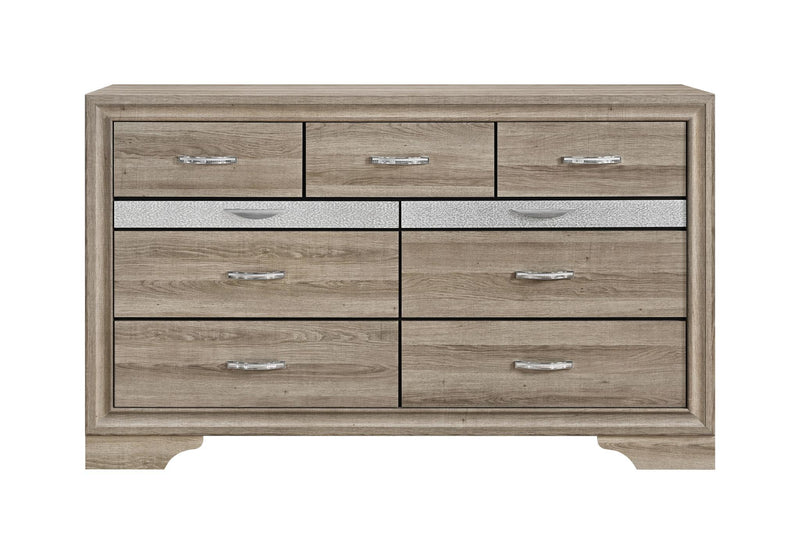 Wood Six Drawer Double Dresser - Natural