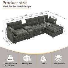 Load image into Gallery viewer, Oversized Modular Sectional Sofa With Multi Functional Console
