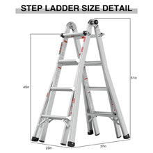 Load image into Gallery viewer, Multi-Position Foldable Aluminum Ladder, A-Frame And Straight Ladder, Ansi 250Lbs - Gray
