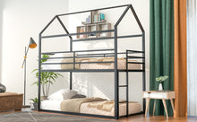 Load image into Gallery viewer, Bunk Beds for Kids Twin over Twin,House Bunk Bed Metal Bed Frame Built-in Ladder,No Box Spring Needed Black
