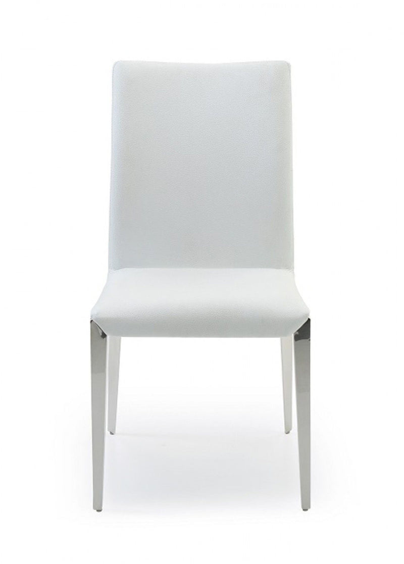 Faux Leather Dining Side Chairs Without Arms (Set of 2) - White