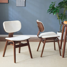 Load image into Gallery viewer, Modern Boucle Fabric Upholstered Side Chair, Bentwood Frame - White / Walnut

