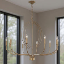 Load image into Gallery viewer, Candle Style Ten-Light Metal Dimmable Chandelier - Brass
