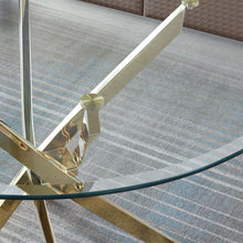 Load image into Gallery viewer, Contemporary Round Clear Dining Tempered Glass Table With Gold Finish Stainless Steel Legs - Gold
