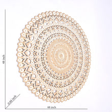 Load image into Gallery viewer, Floral Hand Carved Mandala Round Wall Decor - Brown / Antique White

