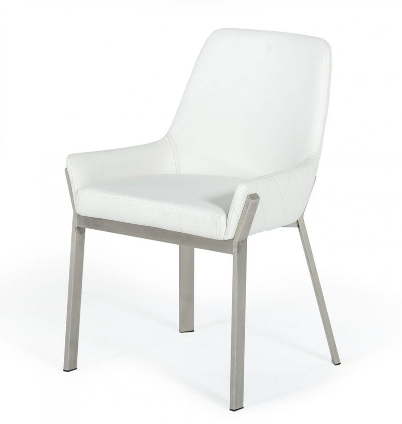 Upholstered In Faux Leather Dining Arm Chair - White