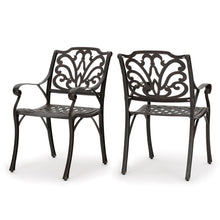 Load image into Gallery viewer, Patio Cast Aluminum Outdoor Dining Chairs (Set of 2) - Bronze
