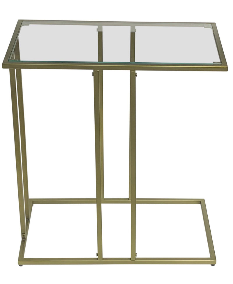 26" Clear And Glass And Iron Frame End Table - Antiqued Gold