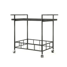 Load image into Gallery viewer, 2 Tier Bar Cart, Utility Cart, Rolling Serving Cart, Kitchen Cart With Storage Shelves - Black
