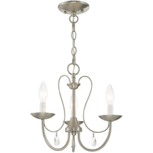 Load image into Gallery viewer, 12" Three Light Metal Dimmable Chandelier With Shades - Nickel / Clear
