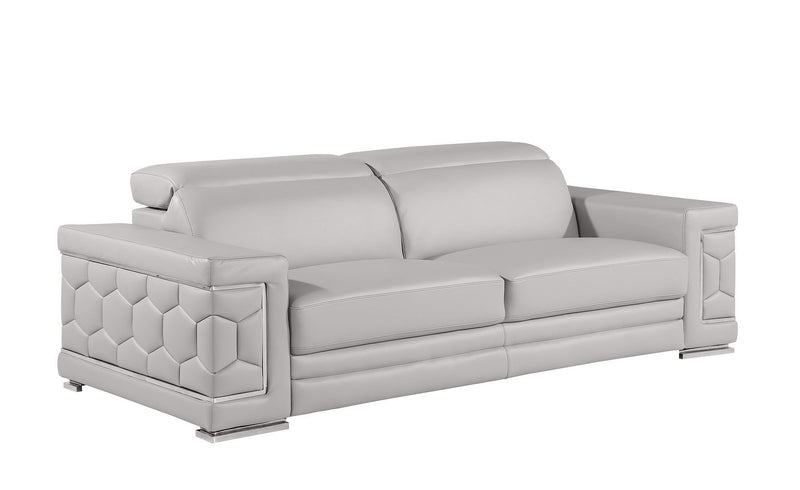 Top Grain Leather Solid Wood Sofa (720445) - Light Gray