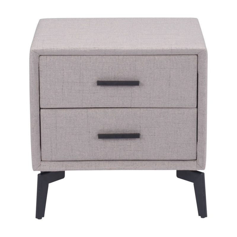 20" Fabric Wood And Steel End Table With Two Drawers - Gray And Black