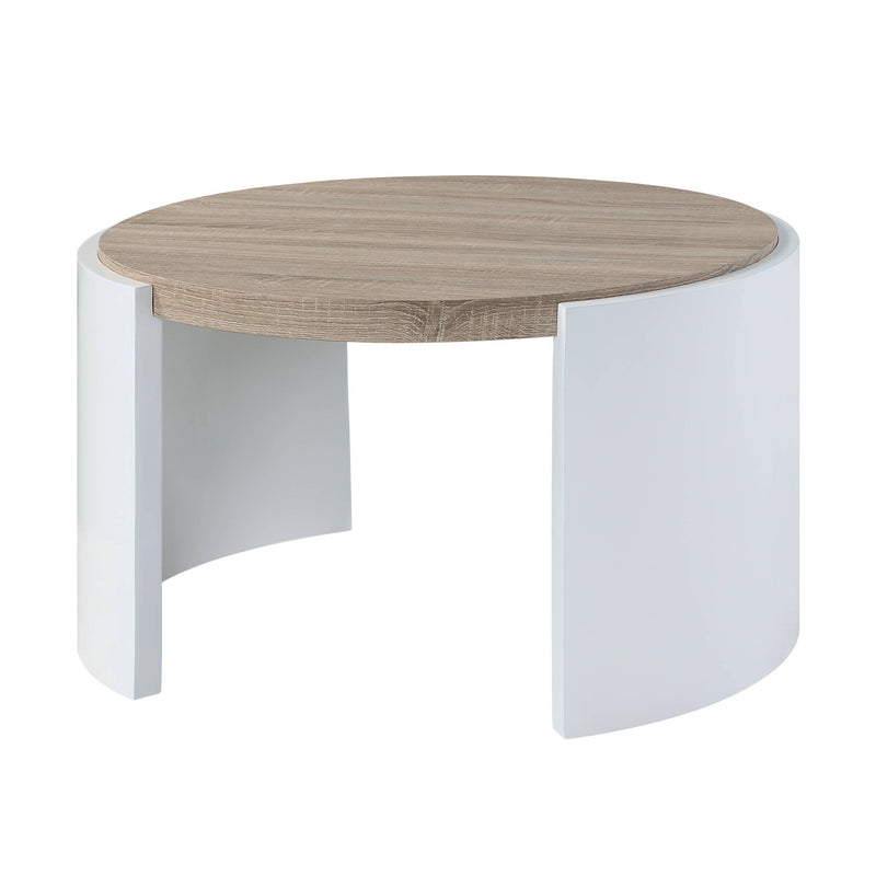 33" Wood Round Partial Frame Coffee Table - Oak And White