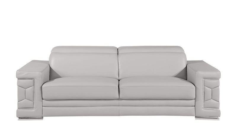 Top Grain Leather Solid Wood Sofa (720445) - Light Gray