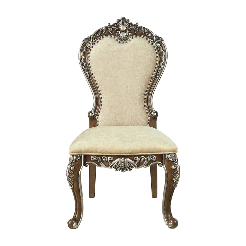 Upholstered Chenille Solid Wood Dining Side Chairs (Set of 2) - Gray / Oak