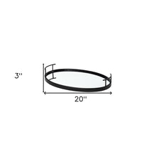 Load image into Gallery viewer, Matte Metal With Two Handle Both Sides And Mirrored Glass Bottom Tray - Black
