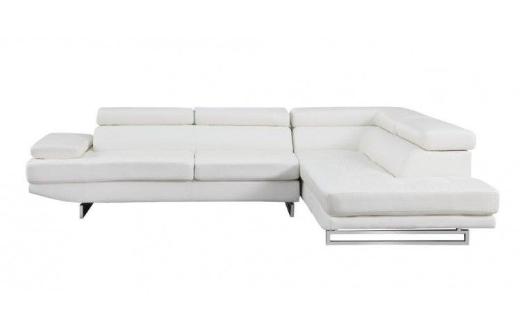 Leather L Shaped 2 Piece Corner Sectional - White