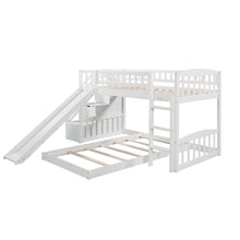 Load image into Gallery viewer, Stairway Twin over Twin Bunk Bed with Two Drawers and Slide, White(OLD SKU :LP000156AAK)
