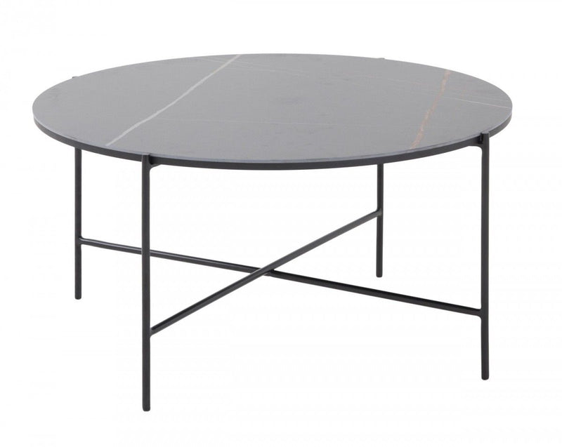 Modern Ceramic Round Coffee Table - Black