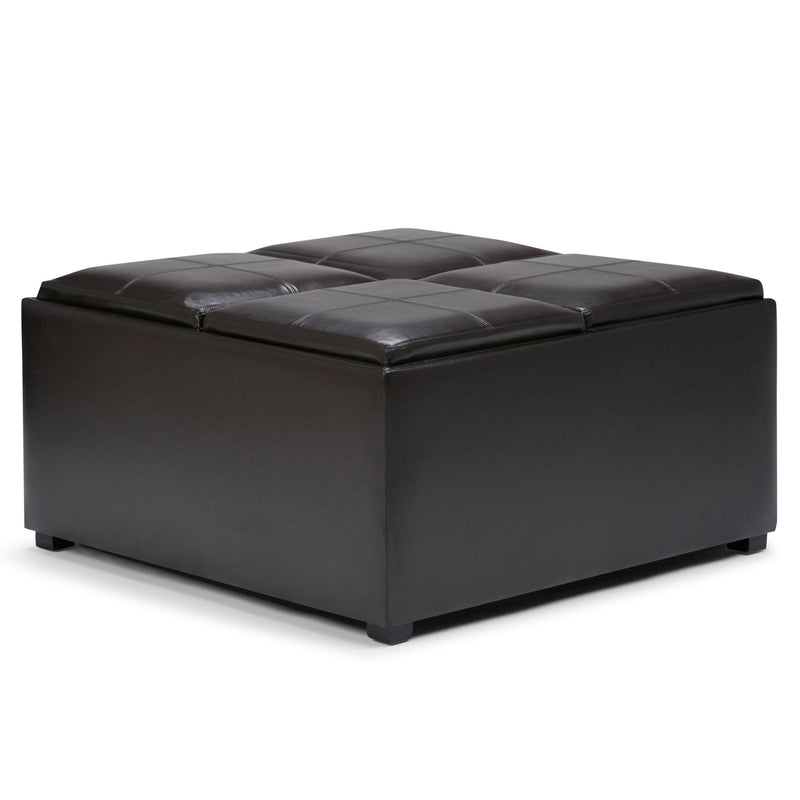 35" Cocktail Ottoman With Storage - Brown