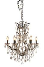 Load image into Gallery viewer, Candle Style Six Light Metal Crystal Glass Chandelier - Black
