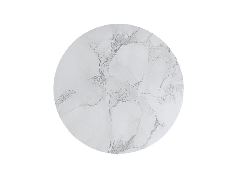 35" Genuine Marble And Wood Round Pedestal Coffee Table - White