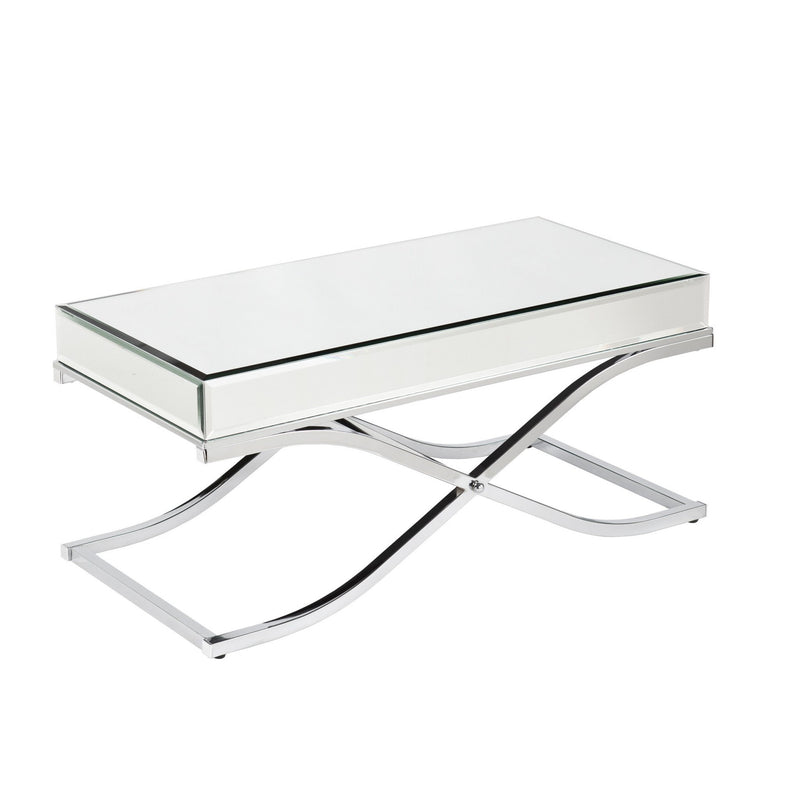 Mirrored Metal Rectangular Coffee Table - Silver