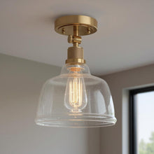 Load image into Gallery viewer, Shaded Metal Dimmable Flush Chandelier With Shades - Gold
