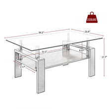 Load image into Gallery viewer, Modern Rectangular Coffee Table With Tempered Glass Top Layer, Table For Living Room - Transparent
