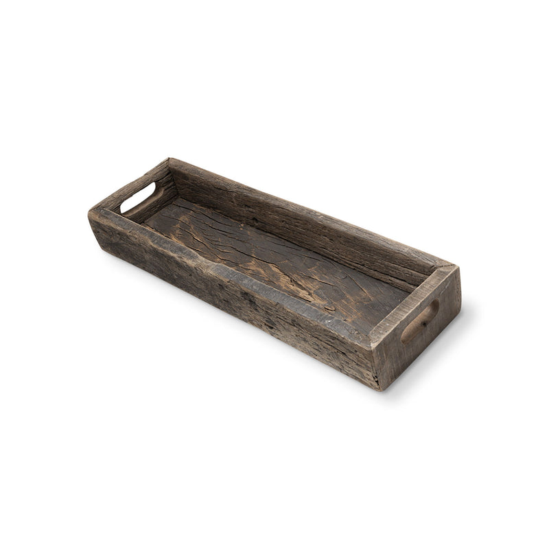 24" Wood Indoor Outdoor Tray With Handles - Brown