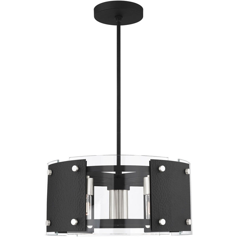 18" 7 Light Dimmable Chandelier With Shades - Black