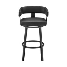 Load image into Gallery viewer, Faux Leather And Iron Swivel Low Back Bar Height Bar Chair - Black
