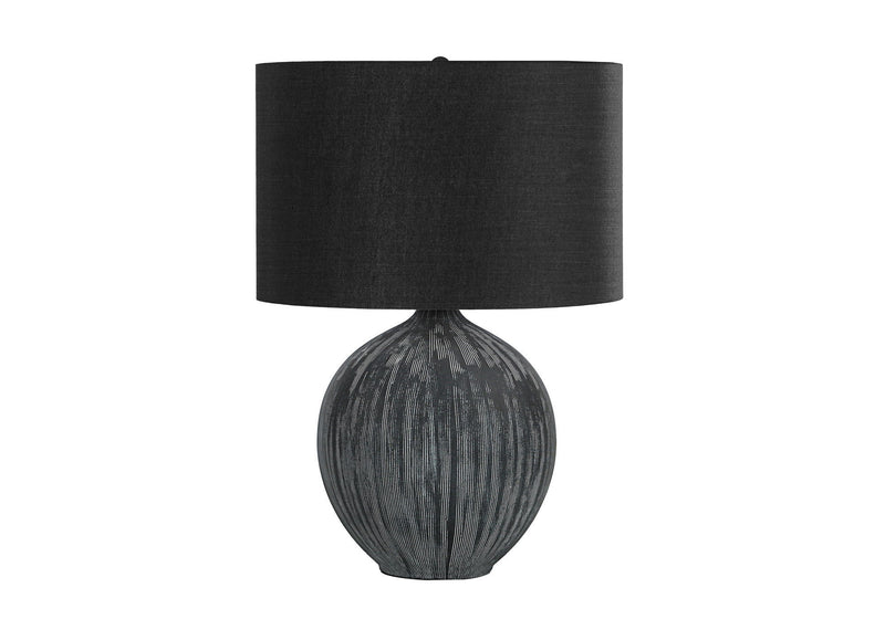 23" Ceramic Round Table Lamp With Black Drum Shade - Black