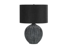Load image into Gallery viewer, 23" Ceramic Round Table Lamp With Black Drum Shade - Black
