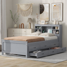 Load image into Gallery viewer, Platform Bed With Storage Headboard, USB, Trundle And 3 Drawers
