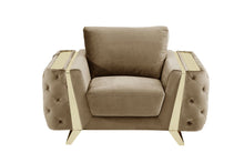 Load image into Gallery viewer, Velvet Tufted Club Chair - Beige And Gold
